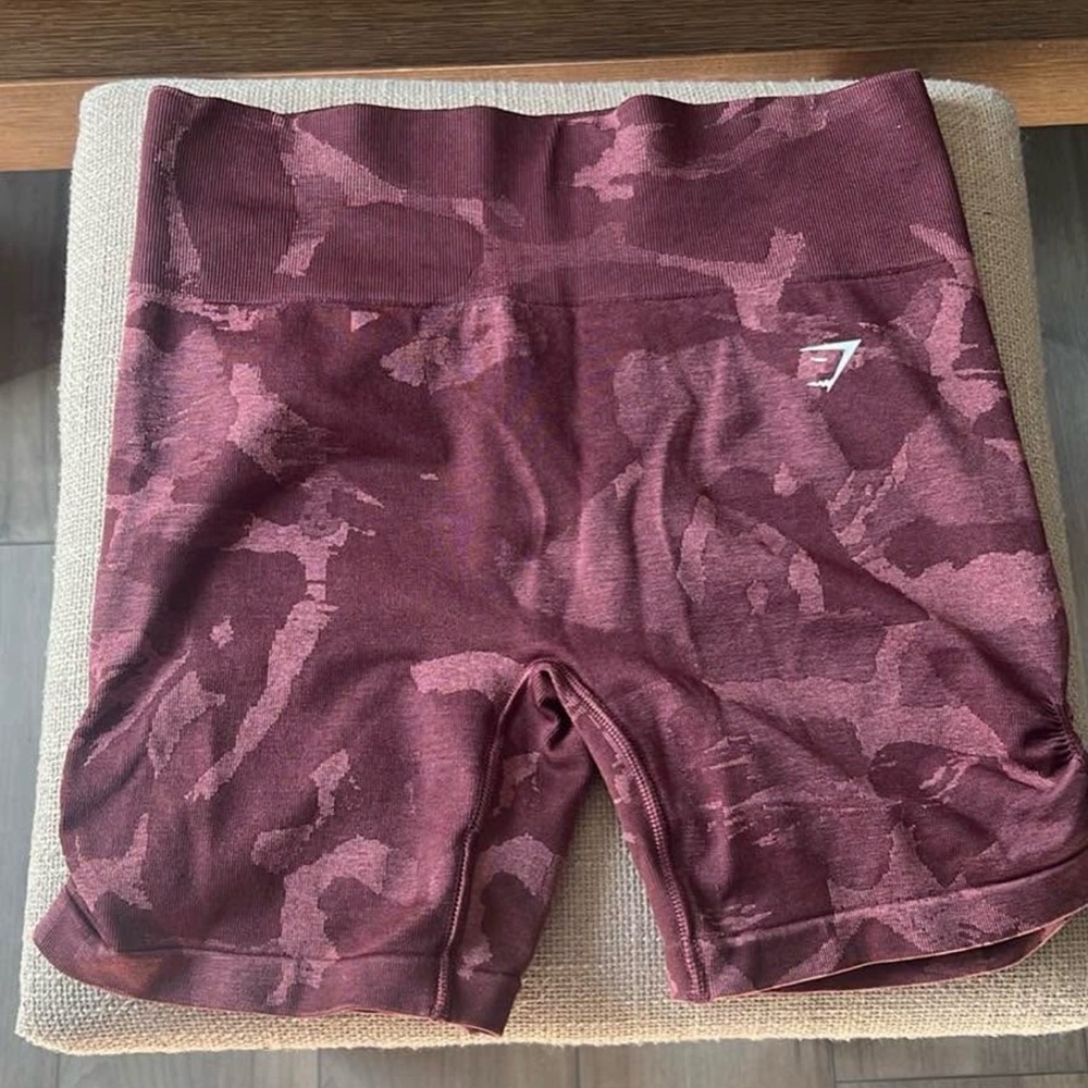 Gymshark Maroon Camo Athletic Shorts